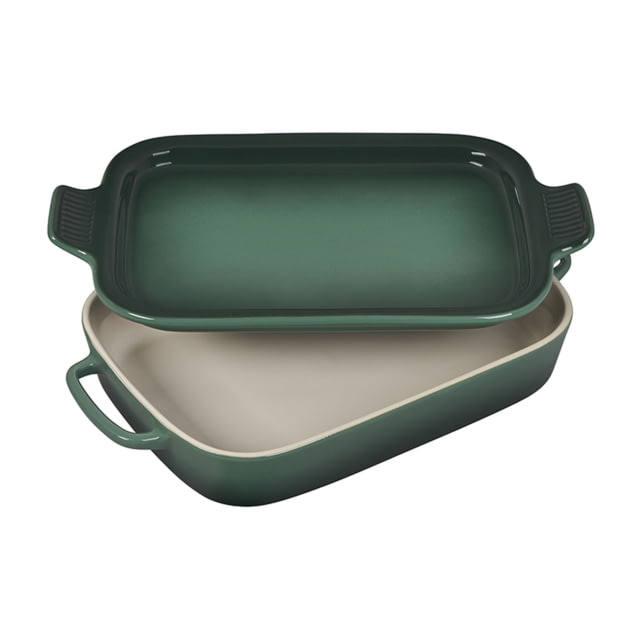 Le Creuset Rectangular Dish w/ Platter Lid Artichaut 14 3/4x9x2 1/2in