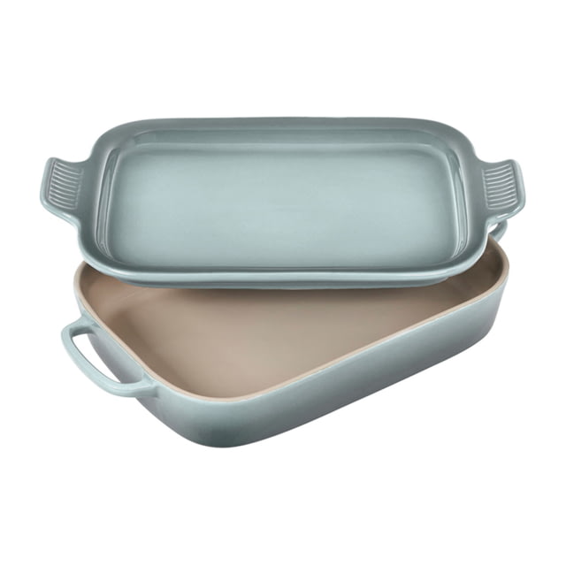 Le Creuset Rectangular Dish w/ Platter Lid Sea Salt 14 3/4x9x2 1/2in