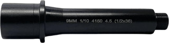 Lead & Steel AR-9 9mm Threaded Barrel 4.5in Straight Blowback 1-10 Twist 1/2x36 Black - Lead & Steel