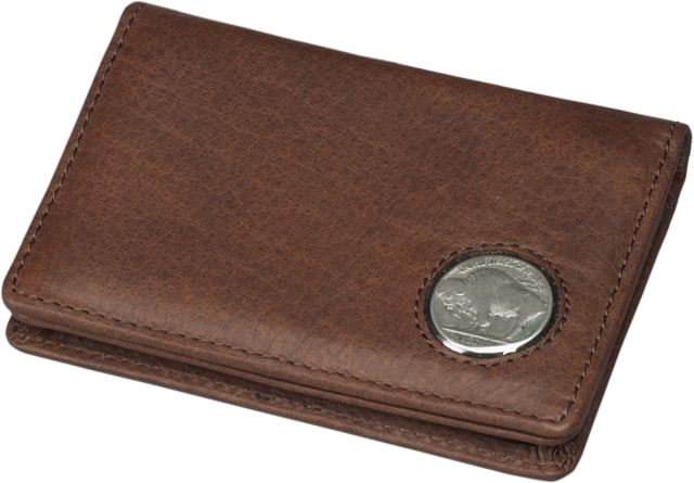 Leather Collections Bison Leather Card Case w/Nickle Rust Brown - Leather Collections