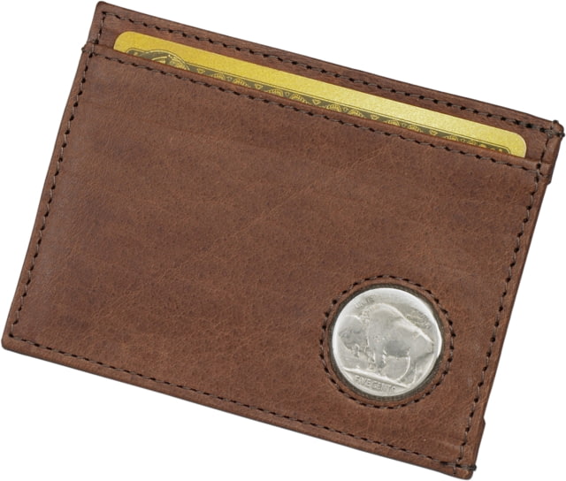 Leather Collections Bison Leather Money Clip w/Nickle Rust Brown - Leather Collections