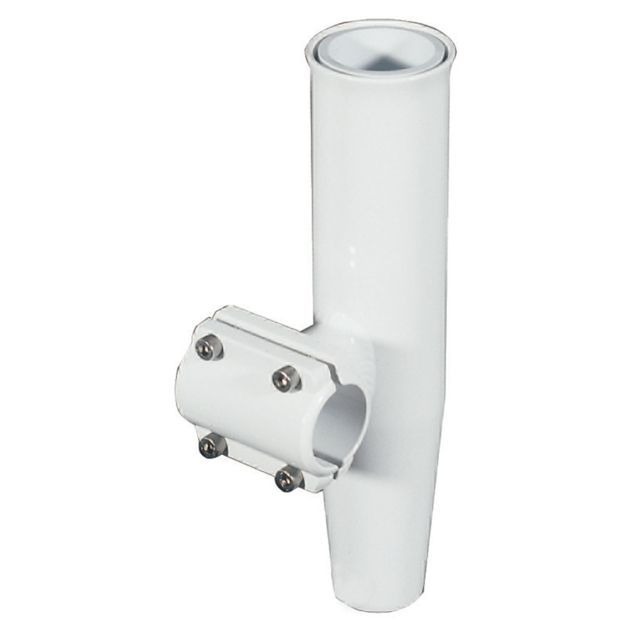 Lee's Tackle Clamp-On Rod Holder - White Aluminum - Horizontal Mount - Fits 1.050" O.D. Pipe