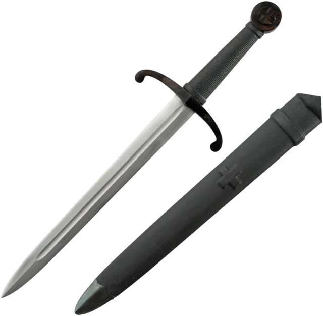Legacy Arms Brookhart Hospitaller Dagger Fixed Blade Knife 13in Black Leather Wrapped Handle - Legacy Arms