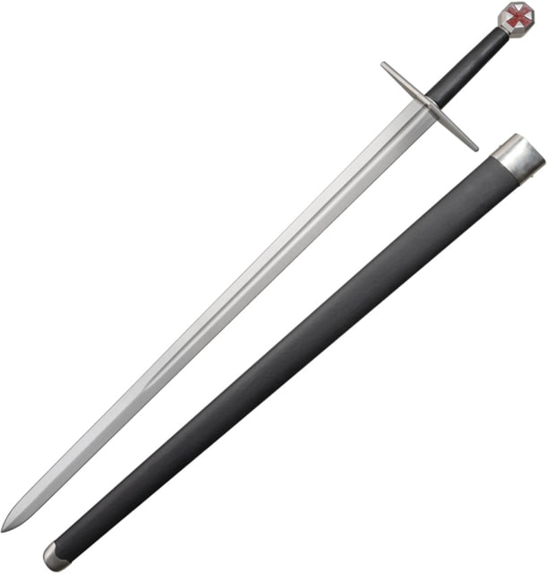 Legacy Arms Templar Knight Sword 42.5in Overall 34.5in Satin 5160 Carbon Steel Blade Black Leather Wrapped Handle - Legacy Arms