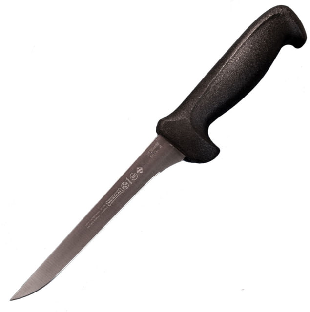 LEM Products Mundial 6in Straight Narrow Semi-Flex Knife High-Carbon Stain Free Steel Blade Polypropylene Black Handle - Lem Products