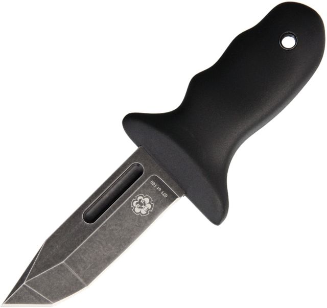 Leo Combat Triple-O Knife Fixed Blade Knife 3.25in Tanto Black Stonewash - Leo Combat