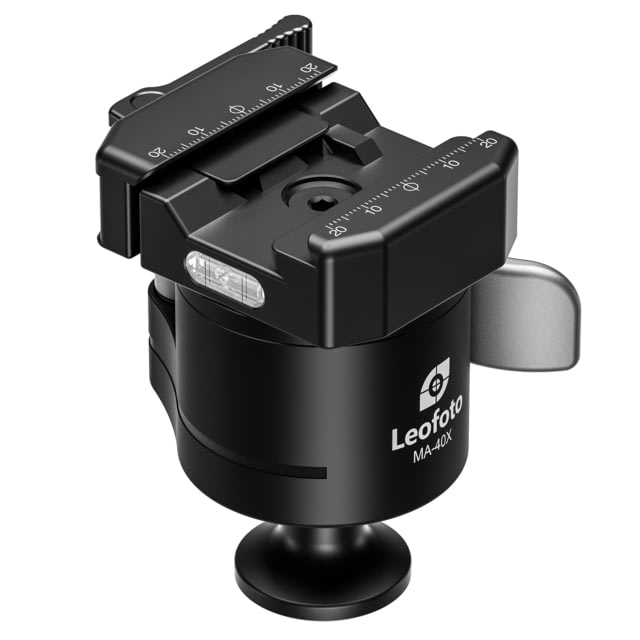 Leofoto Outdoors Lever-Release Rapid Lock Ball Head w/ Hybrid Clamp Arca/Picatinny Black