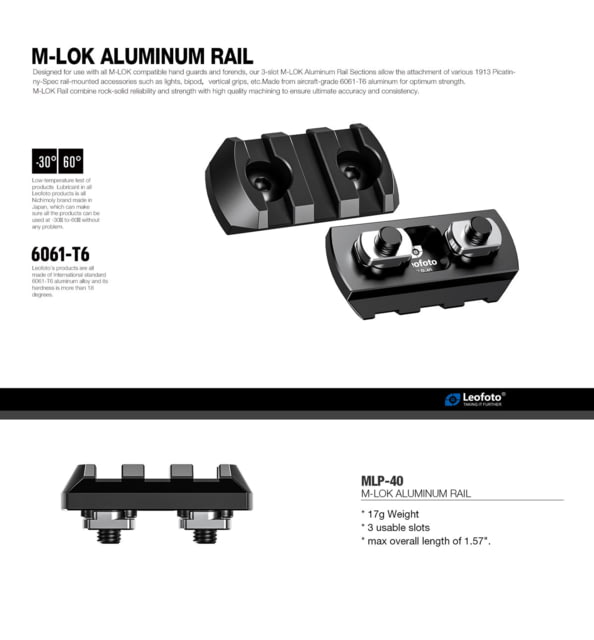 Leofoto  M-LOK QR Plates - Picatinny Black - Leofoto