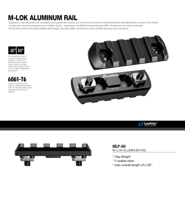 Leofoto  M-LOK QR Plates - Picatinn Black - Leofoto