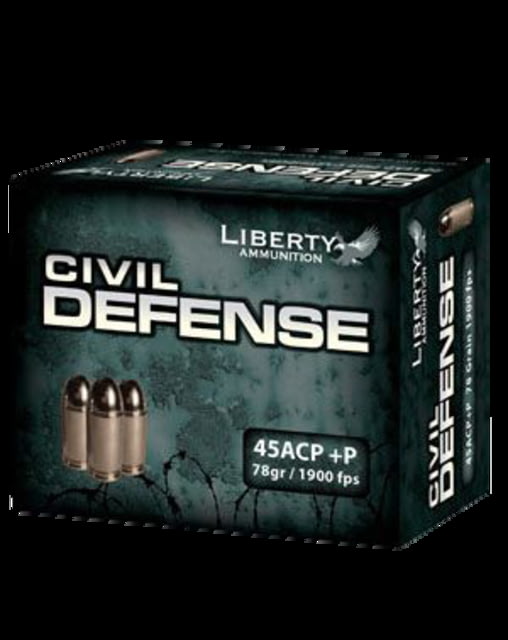 erty Ammunition Civil Defense .45 ACP P 78 Grain Hollow Point Nickel-Plated Brass Cased Centerfire Pistol 20 Rounds Ammo