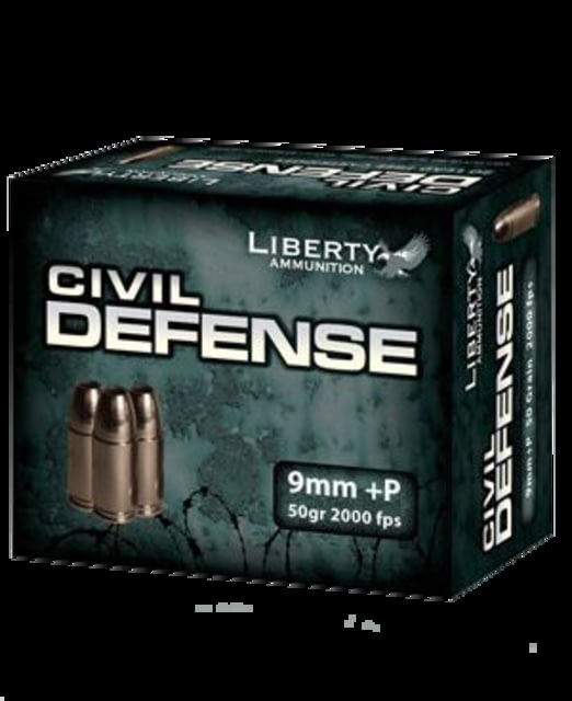 erty Ammunition Civil Defense 9mm Luger P 50 Grain HP Brass Case Centerfire Pistol 100 Rounds Box Ammo