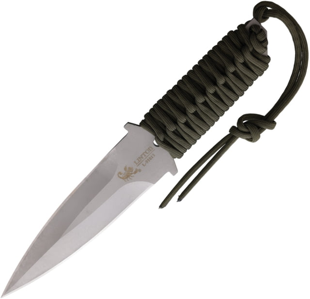 Linton Cutlery Cord Wrapped Dagger Knife w/o Sheath 9.75in Overall 5.25in Matte Double Edge Stainless Dagger Blade OD Green Cord Wrapped Handle No - Linton Cutlery