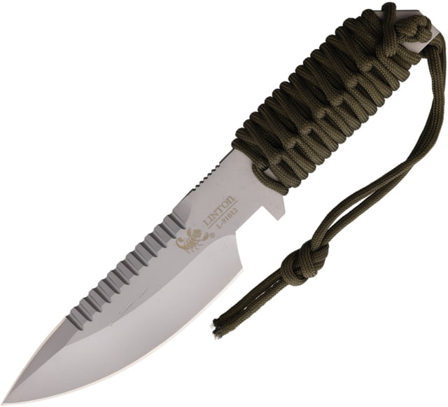 Linton Cutlery Cord Wrapped Knife w/o Sheath 10.25in Overall 5in Matte Stainless Blade OD Green Cord Wrapped Handle No Sheath  NO SHEATH - Linton Cutlery