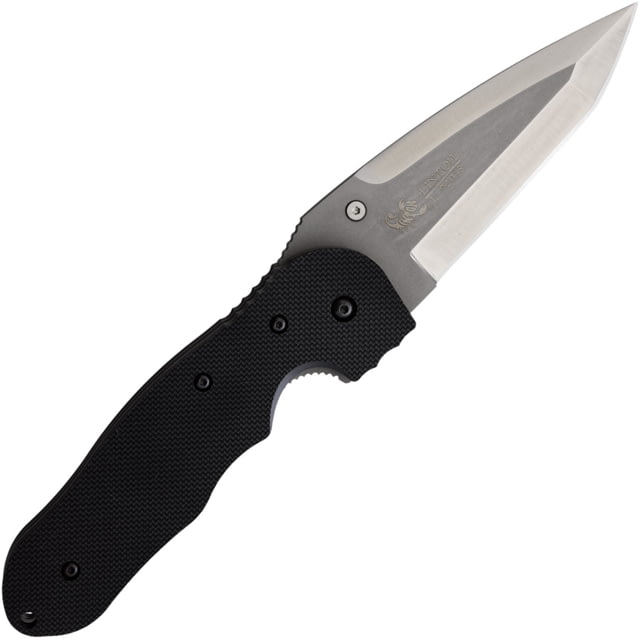 Linton Cutlery Large Tactical Black Textured Knife 6.13in Closed 4.5in Matte Stainless Blade Black Textured G10 Handle