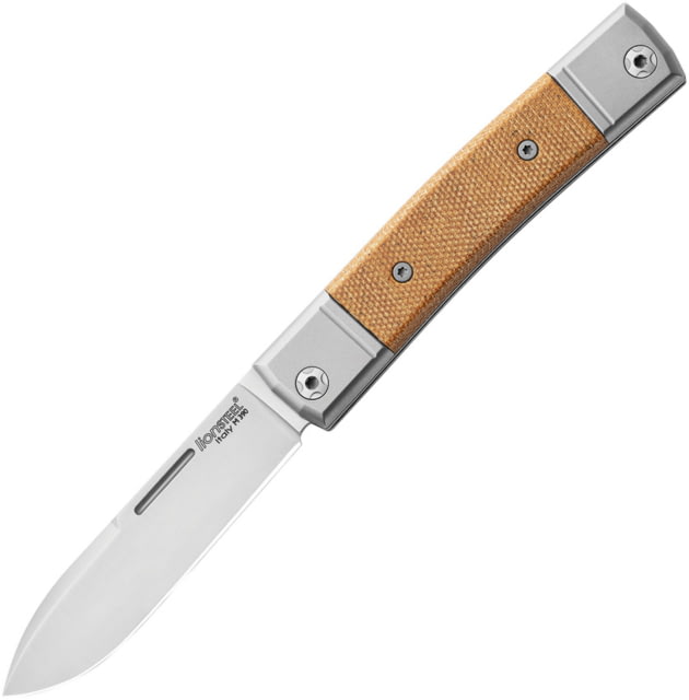 Lionsteel BestMan BM2 Slip Joint Folding Knife 2.88" satin finish Bohler M390 stainless drop poin Natural canvas micarta handle BM2 CVN