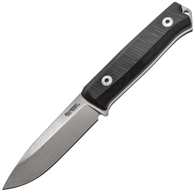 Lionsteel Bushcraft B40 Fixed Blade Knife 8.88in Overall 3.88in Stonewash Sleipner Tool Steel Blade Black G10 Handle Back Flat Tang Can Be Used For