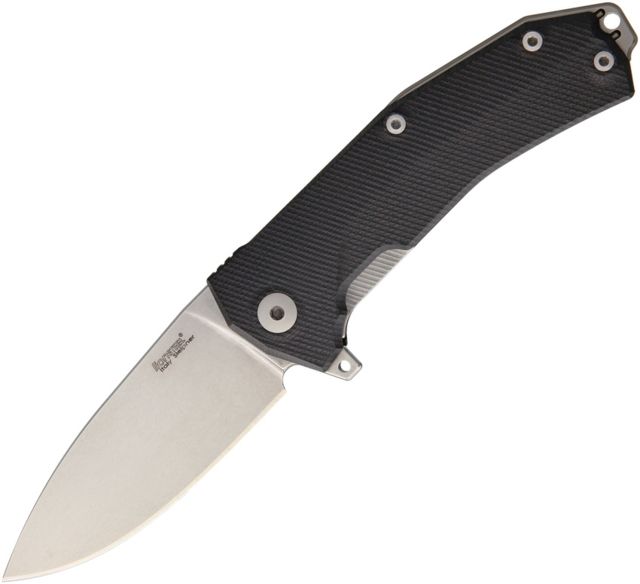 Lionsteel KUR Linerlock Black Folding Knife3.375inStandard EdgeDrop PointStonewash Black G10 Handle KUR BK - LionSteel Knives