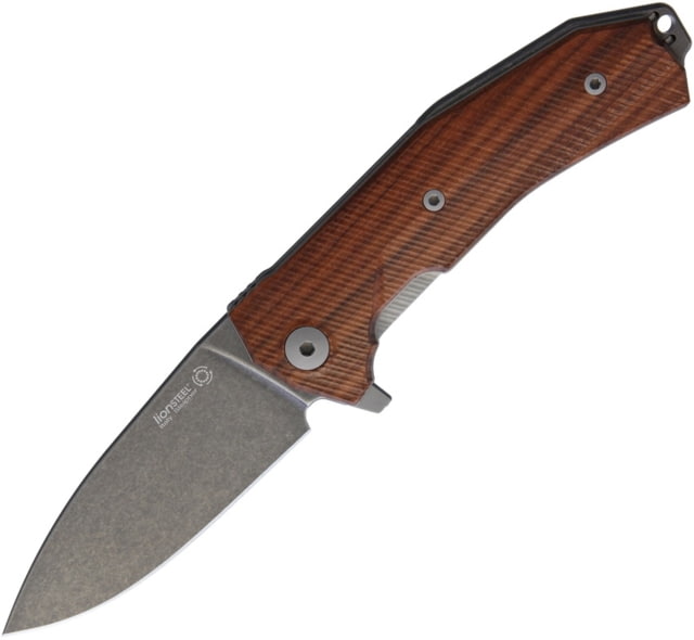 Lionsteel KUR Linerlock Santos Folding Knife 3.5in Black Stonewash Sleipner Tool Steel Drop Point Santos Wood Handle Pvd Coated Blade KUR BST - Lionsteel