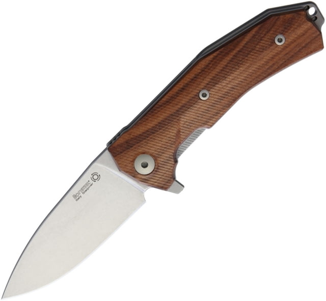 Lionsteel KUR Linerlock Santos Wood Folding Knife 3.5in Stonewash Sleipner Tool Steel Drop Point Santos Wood Handle KUR ST