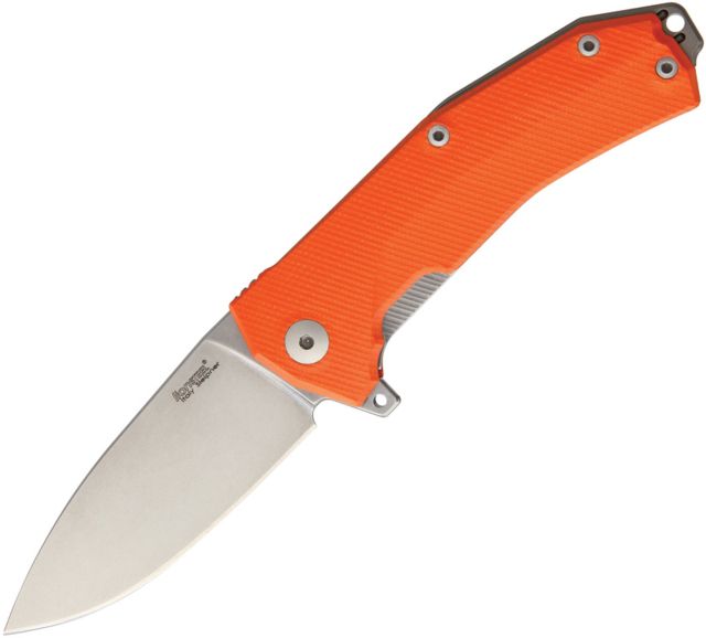 Lionsteel KUR Orange G10 Folding Knife3.375inStandard EdgeDrop PointStonewashOrangeG10 Handle KUR OR
