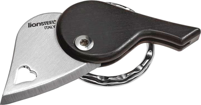 Lionsteel LionBeat Heart Ebony Wood Folding Knife1.125in440 Stainless SteelStandard EdgeBrushed Black Handle LB EB - Lionsteel
