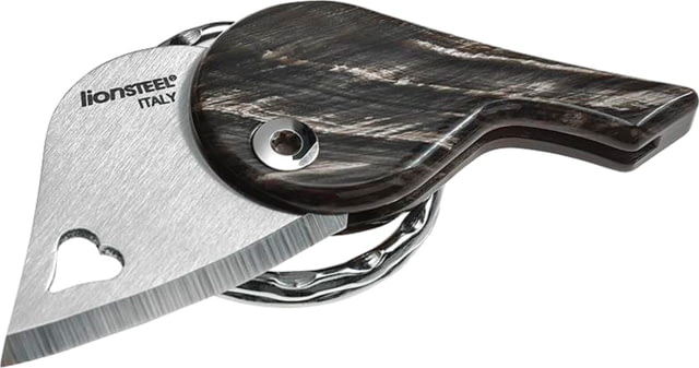 Lionsteel LionBeat Heart Horn Folding Knife1.125in440 Stainless SteelStandard EdgeBrushed Black Handle LB CO
