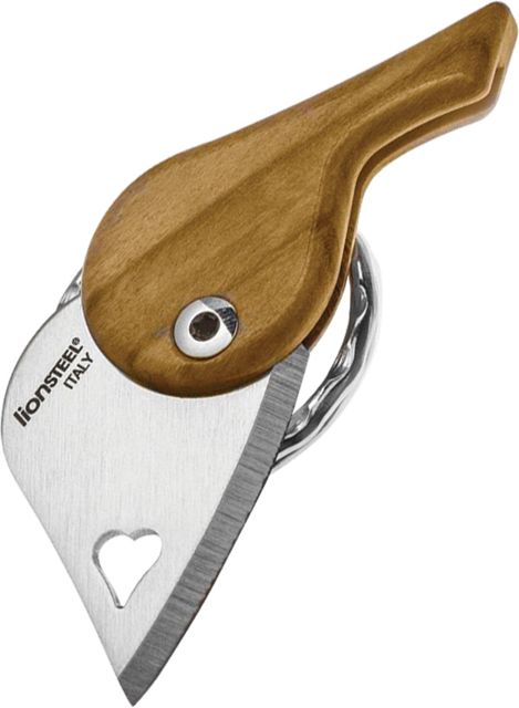 Lionsteel LionBeat Heart Olive Wood Folding Knife1.125in440 Stainless SteelStandard EdgeBrushedBrownWood Handle LB UL - LionSteel Knives