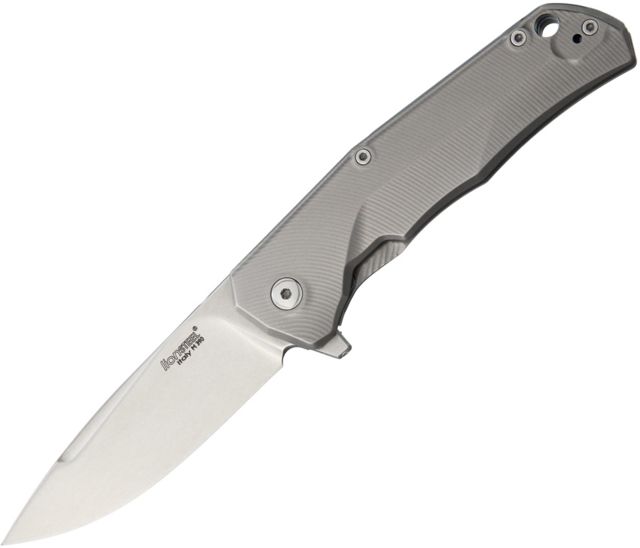 Lionsteel TRE Titanium Framelock Blue Folding Knife2.88inBohler M390 SteelDrop PointStonewashMatte GrayTitanium Handle TRE BL - LionSteel Knives