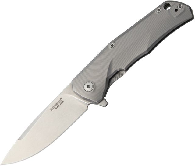 Lionsteel TRE Titanium Framelock Folding Knife2.88inBohler M390 SteelDrop PointStonewashMatte GrayTitanium Handle TRE BR - LionSteel Knives