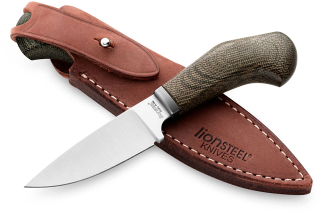 Lionsteel Willy Fixed Blade Knife 3.1in M390 Steel Drop Point Micarta/Ti Handle Green Canvas WL1 CVG