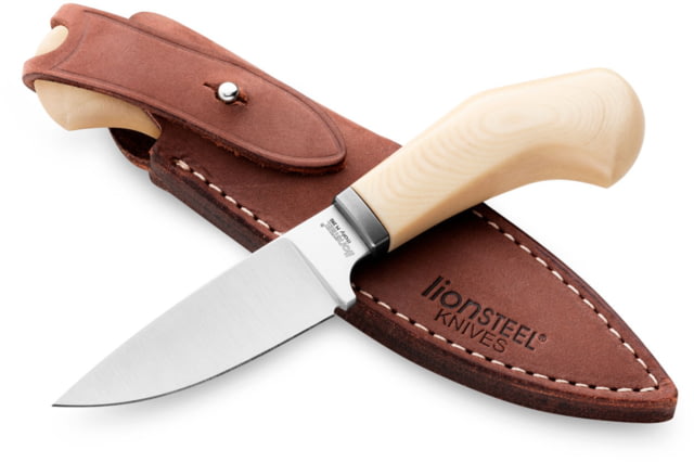 Lionsteel Willy Fixed Blade Knife 3.1in M390 Steel Drop Point Micarta/Ti Handle Ivory WL1 MW - Lionsteel