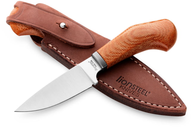 Lionsteel Willy Fixed Blade Knife 3.1in M390 Steel Drop Point Micarta/Ti Handle Natural WL1 CVN