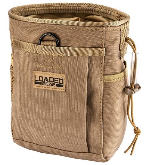 Loaded Gear CX-700 Drawstring Dump Pouch Compatible w/ Molle System Dark Earth 5.5 x 3 x 7.5 in - Loaded Gear