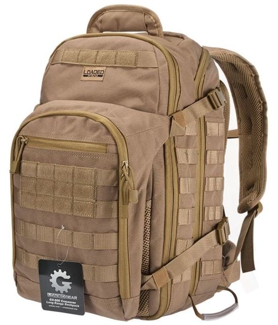 Loaded Gear GX-600 Crossover Long Range Backpack Sunglass/Goggle Compartment Dark Earth 9.84 x 13 x 19.69 in
