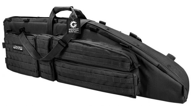 Loaded Gear RX-600 46 in Tactical Dual Rifle Bag Padded Center Divider 4 Zippered Pockets Black