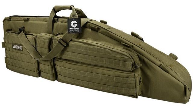 Loaded Gear RX-600 46 in Tactical Dual Rifle Bag Padded Center Divider 4 Zippered Pockets OD Green