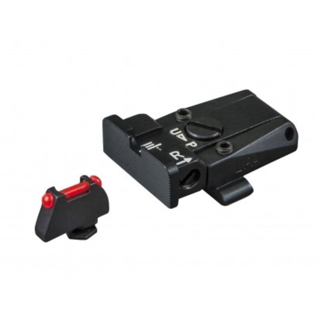 LPA SPR Adjustable Black Rear Red Fiber Optic Front Sight Set For Glock Black - Lpa