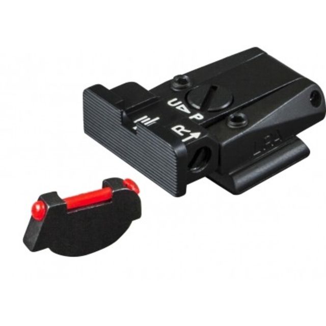 LPA SPR Adjustable Black Serrated Rear Red Fiber Front Sight Set For Ruger P85-P89 Black - Lpa