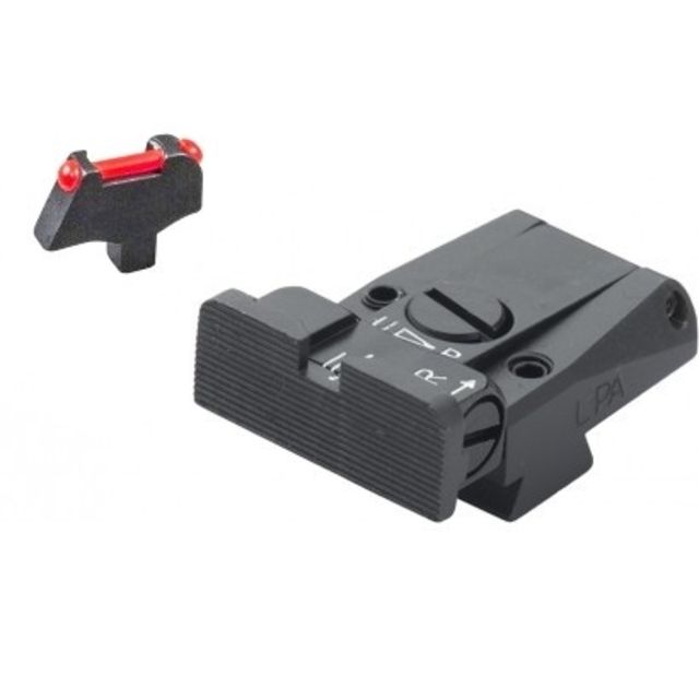 LPA SPR Adjustable Black Serrated Sight Set w/ Red Fiber Optic For 1911 Colt Series 80 Black