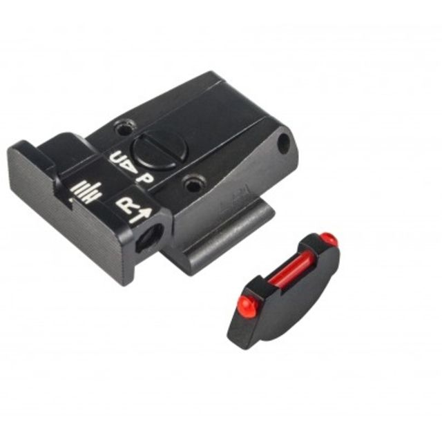 LPA SPR Adjustable Black Target Rear w/ Red Fiber Front Sight Set For Ruger P90 Thru P97 Black