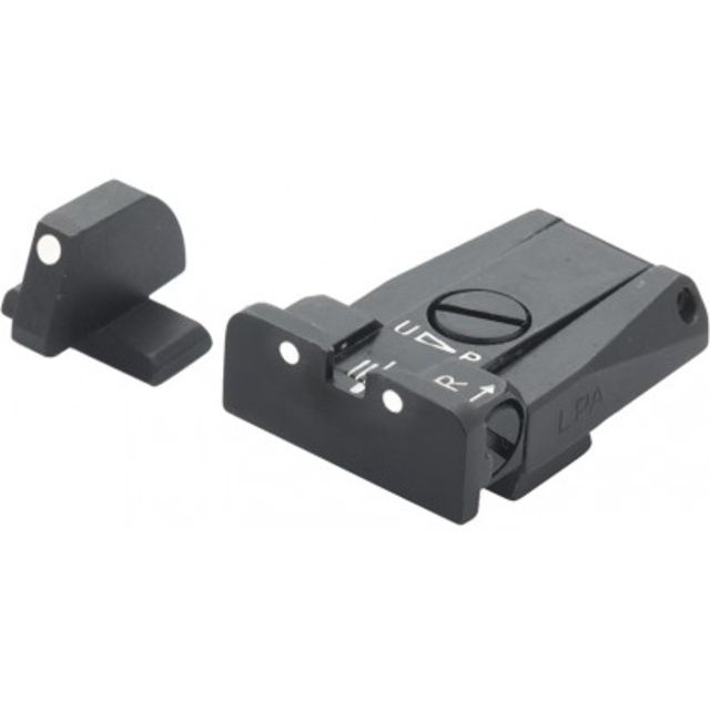 LPA SPR Adjustable White Dot Sight Set For Beretta Mod - Stock And Bridadier w/ Dovetail Front Sight Black - Lpa