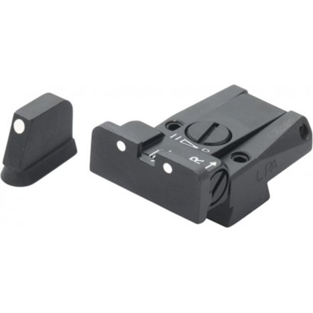 LPA SPR Adjustable White Dot Sight Set For CZ 75/85 Models w/ Dovetail Front Sights Black - Lpa