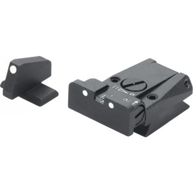 LPA SPR Adjustable White Dot Sight Set For H&K P7 Black - Lpa