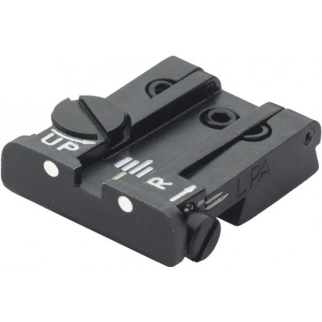 LPA TPU Adjustable Rear White Dot Sight Set For Ruger Cal22 Mark2 White Dot Sight Set Black - Lpa