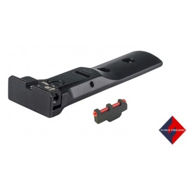 LPA TXT Fully Adjustable Black Serrated Rear Sight Set w/Fiber Optic Pin Style Front Sight For S&W Revolver Black - Lpa