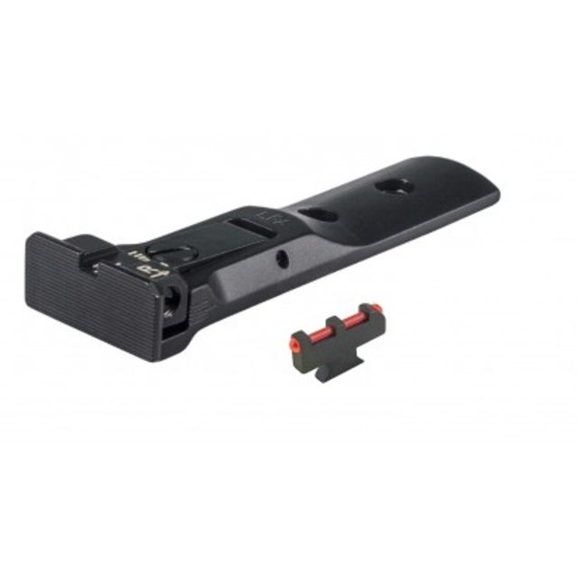 LPA TXT Fully Adjustable Black Serrated Rear Sight Set w/Fiber Optic Plunger Style Front Sight For S&W Revolver Black