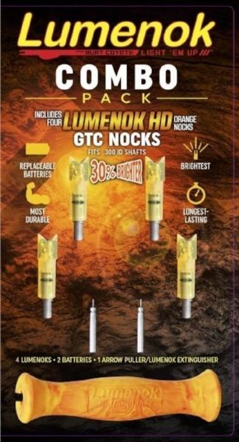 Lumenok Lighted Crossbow Nock Bolt Ends Gold Tip Crescent Combo Pack HD Orange GTC4 Combo - Lumenok