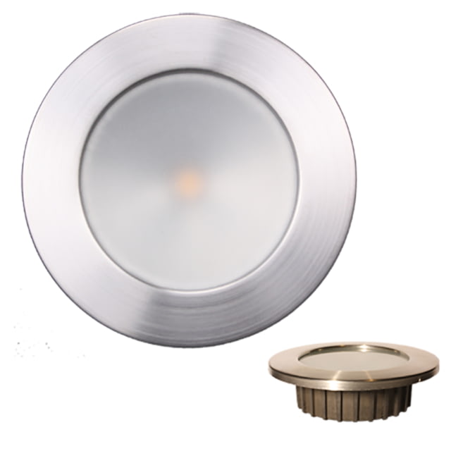 Lunasea Lighting Zero Emi Recessed 3.5in 575 Lumen LED Blue w/Brushed Stainless Steel Bezel Light 12VDC Warm White