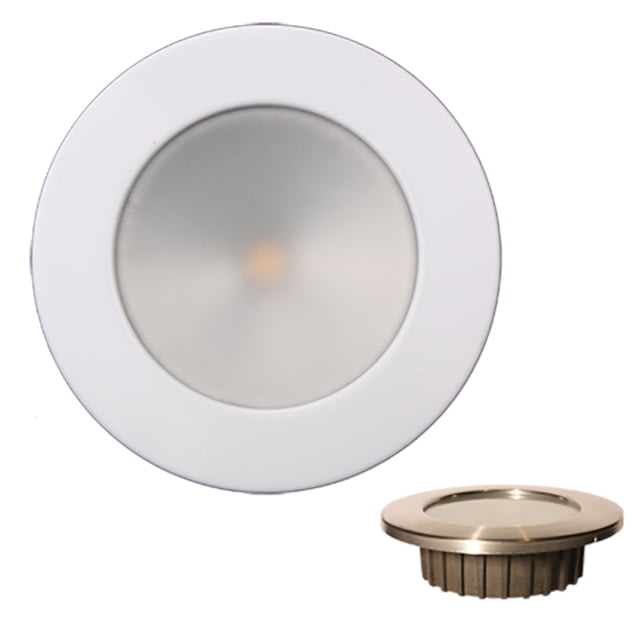 Lunasea Lighting Zero Emi Recessed 3.5in 575 Lumen LED Blue w/White Stainless Steel Bezel Light 12VDC Warm White