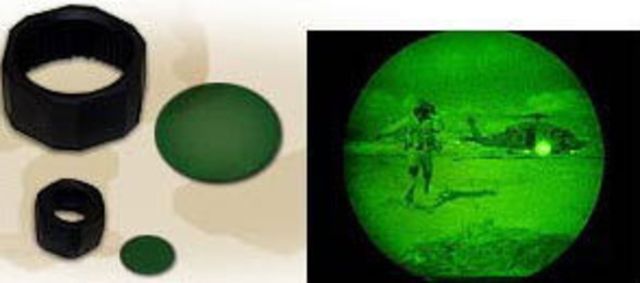 Mag  MagLite C&D Cell Flashlight Night Vision Green NVG Lens with Holder - Maglite